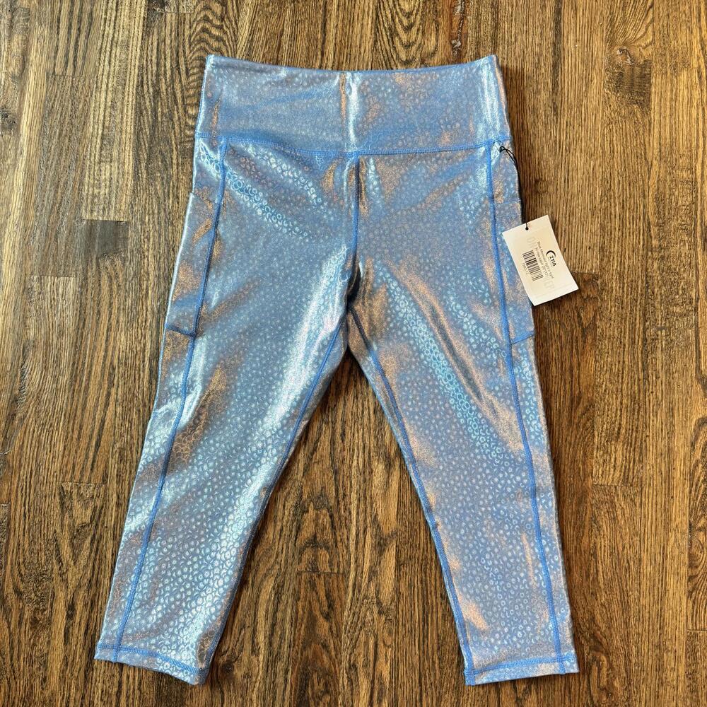 Zyia Blue Mermaid Light N Tight Hi-Rise Capri Leggings NWT